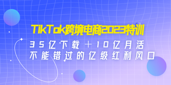 TikTok跨境电商2023特训：35亿下载＋10亿月活，不能错过的亿级红利风口-小哥找项目网创