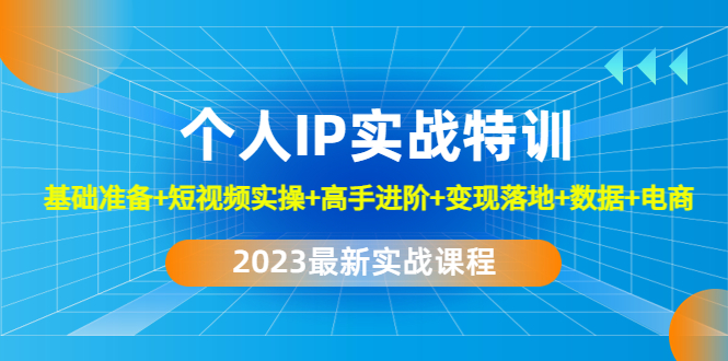 2023个人IP实战特训：基础准备+短视频实操+高手进阶+变现落地+数据+电商-小哥找项目网创