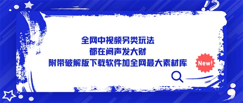 全网中视频另类玩法，都在闷声发大财，附带破解版下载软件加全网最大素材库-小哥找项目网创