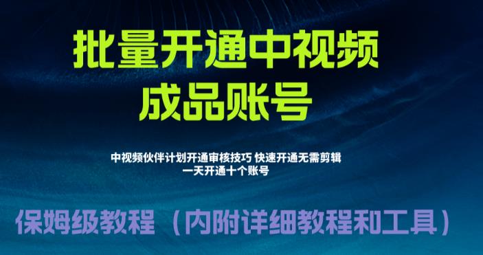 外面收费1980暴力开通中视频计划教程，附 快速通过中视频伙伴计划的办法-小哥找项目网创