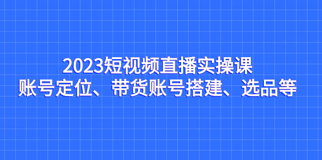 2023短视频直播实操课，账号定位、带货账号搭建、选品等-小哥找项目网创