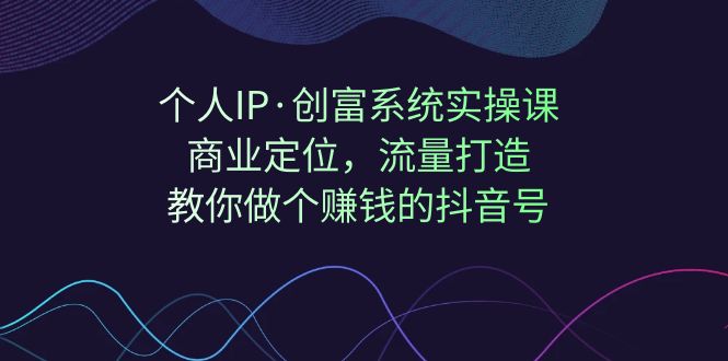 个人IP·创富系统实操课：商业定位，流量打造，教你做个赚钱的抖音号-小哥找项目网创