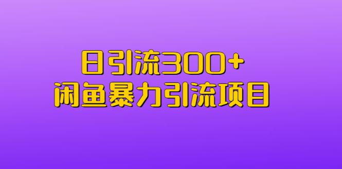 日引流300+闲鱼暴力引流项目-小哥找项目网创