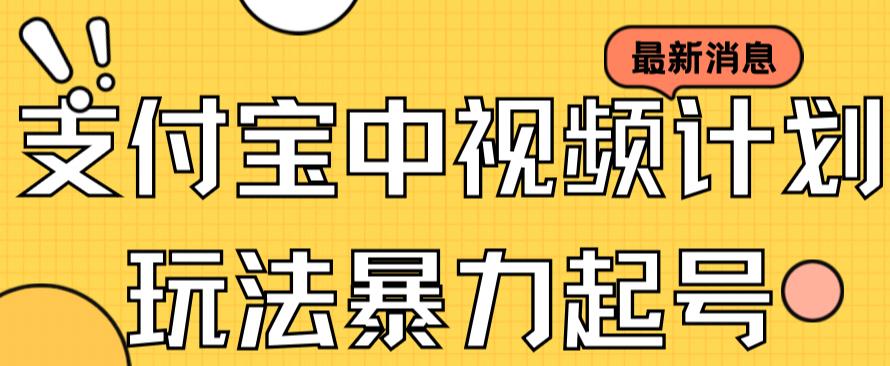 支付宝中视频玩法暴力起号影视起号有播放即可获得收益（带素材）-小哥找项目网创