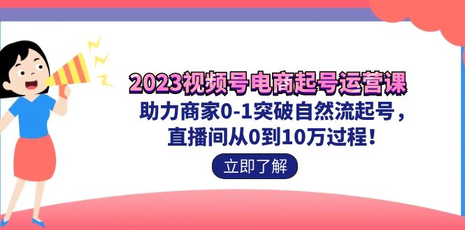 2023视频号-电商起号运营课 助力商家0-1突破自然流起号 直播间从0到10w过程-小哥找项目网创