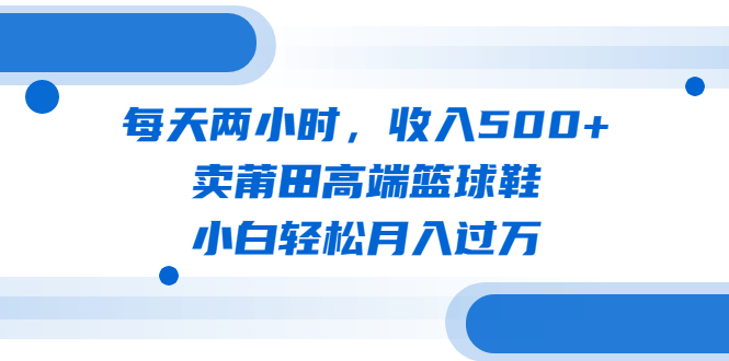 每天两小时，收入500+，卖莆田高端篮球鞋，小白轻松月入过万（教程+素材）-小哥找项目网创