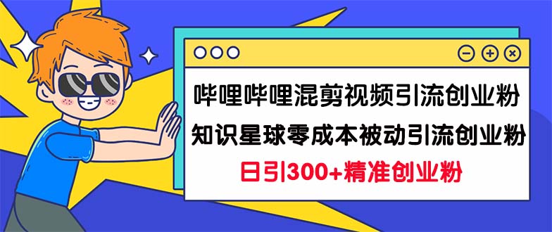 哔哩哔哩混剪视频引流创业粉日引300+知识星球零成本被动引流创业粉一天300+-小哥找项目网创