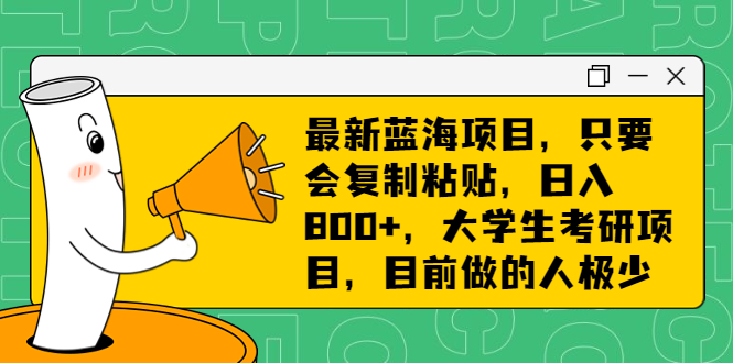 最新蓝海项目，只要会复制粘贴，日入800+，大学生考研项目，目前做的人极少-小哥找项目网创