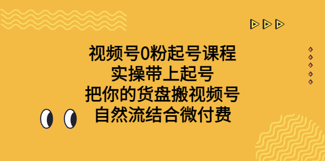 视频号0粉起号课程 实操带上起号 把你的货盘搬视频号 自然流结合微付费-小哥找项目网创