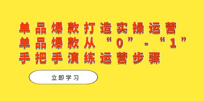 单品爆款打造实操运营，单品爆款从“0”-“1”手把手演练运营步骤-小哥找项目网创