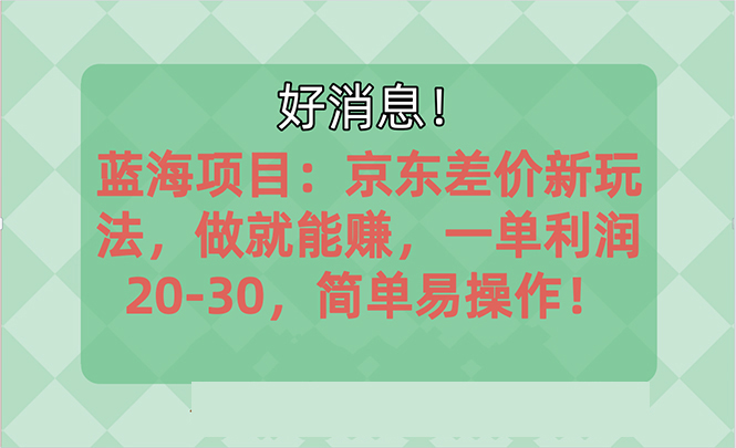 越早知道越能赚到钱的蓝海项目：京东大平台操作，一单利润20-30，简单易操作-小哥找项目网创