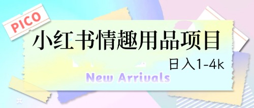 最新小红书情趣用品项目，日入1-4k-小哥找项目网创