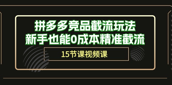 拼多多竞品截流玩法，新手也能0成本精准截流（15节课）-小哥找项目网创