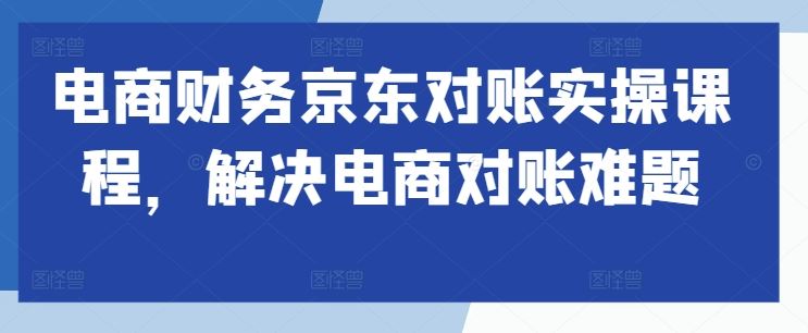 电商财务京东对账实操课程，解决电商对账难题-小哥找项目网创