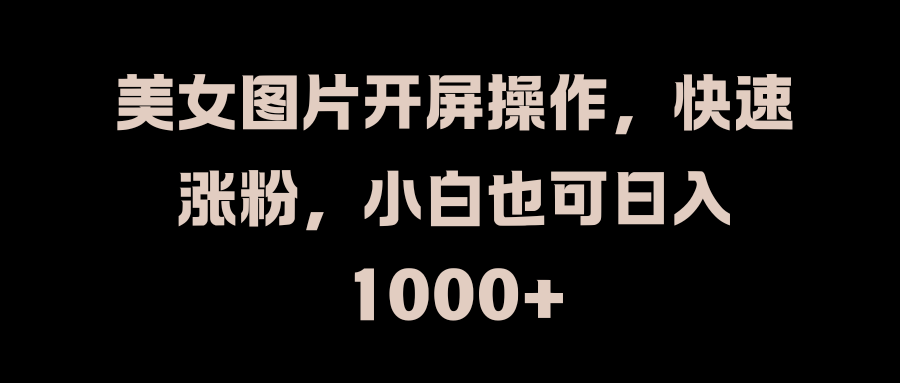 美女图片开屏操作，快速涨粉，小白也可日入1000+-小哥找项目网创