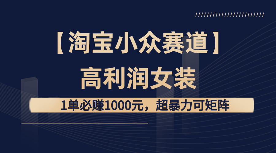 【淘宝小众赛道】高利润女装：1单必赚1000元，超暴力可矩阵-小哥找项目网创