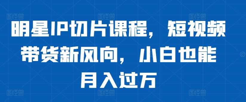 明星IP切片课程，短视频带货新风向，小白也能月入过万-小哥找项目网创