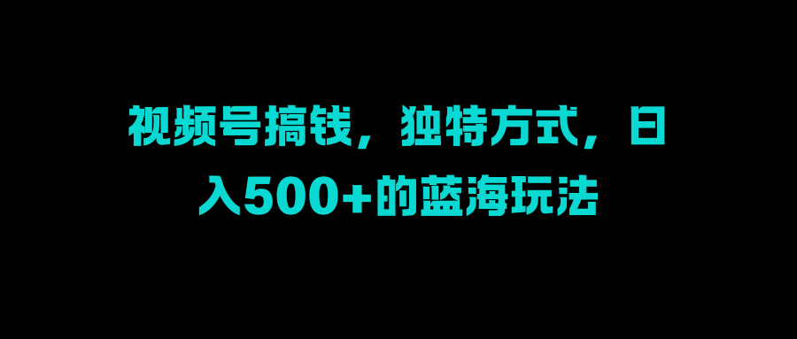 视频号搞钱，独特方式，日入500+的蓝海玩法-小哥找项目网创