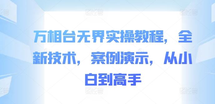 万相台无界实操教程，全新技术，案例演示，从小白到高手-小哥找项目网创