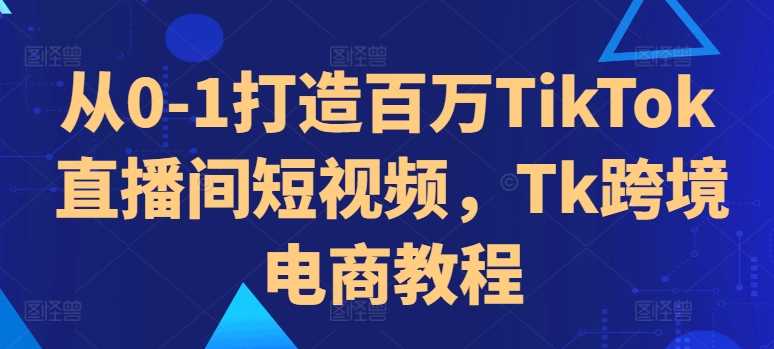 从0-1打造百万TikTok直播间短视频，Tk跨境电商教程-小哥找项目网创