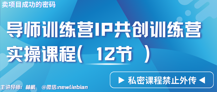 导师训练营3.0IP共创训练营私密实操课程（12节）-卖项目的密码成功秘诀-小哥找项目网创