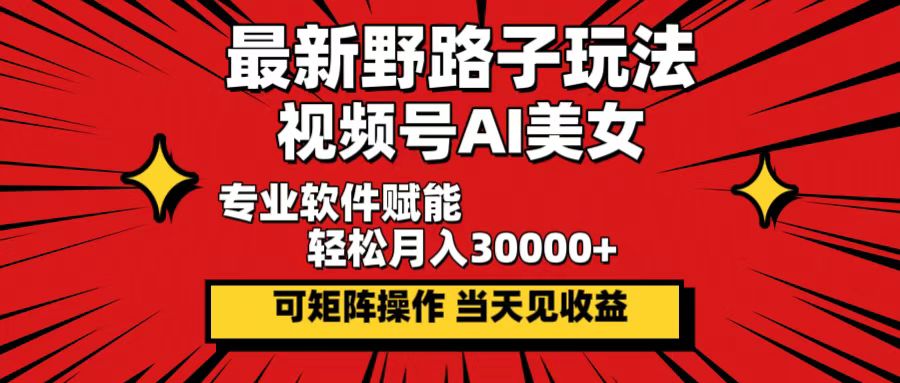 （12798期）最新野路子玩法，视频号AI美女，当天见收益，轻松月入30000＋-小哥找项目网创