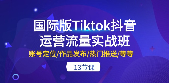 国际版Tiktok抖音运营流量实战班：账号定位/作品发布/热门推送/等等（13节）-小哥找项目网创