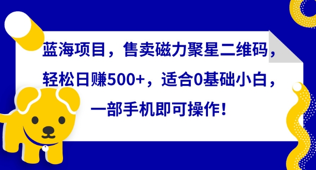 蓝海项目，售卖磁力聚星二维码，轻松日赚500+，适合0基础小白，一部手机即可操作-小哥找项目网创