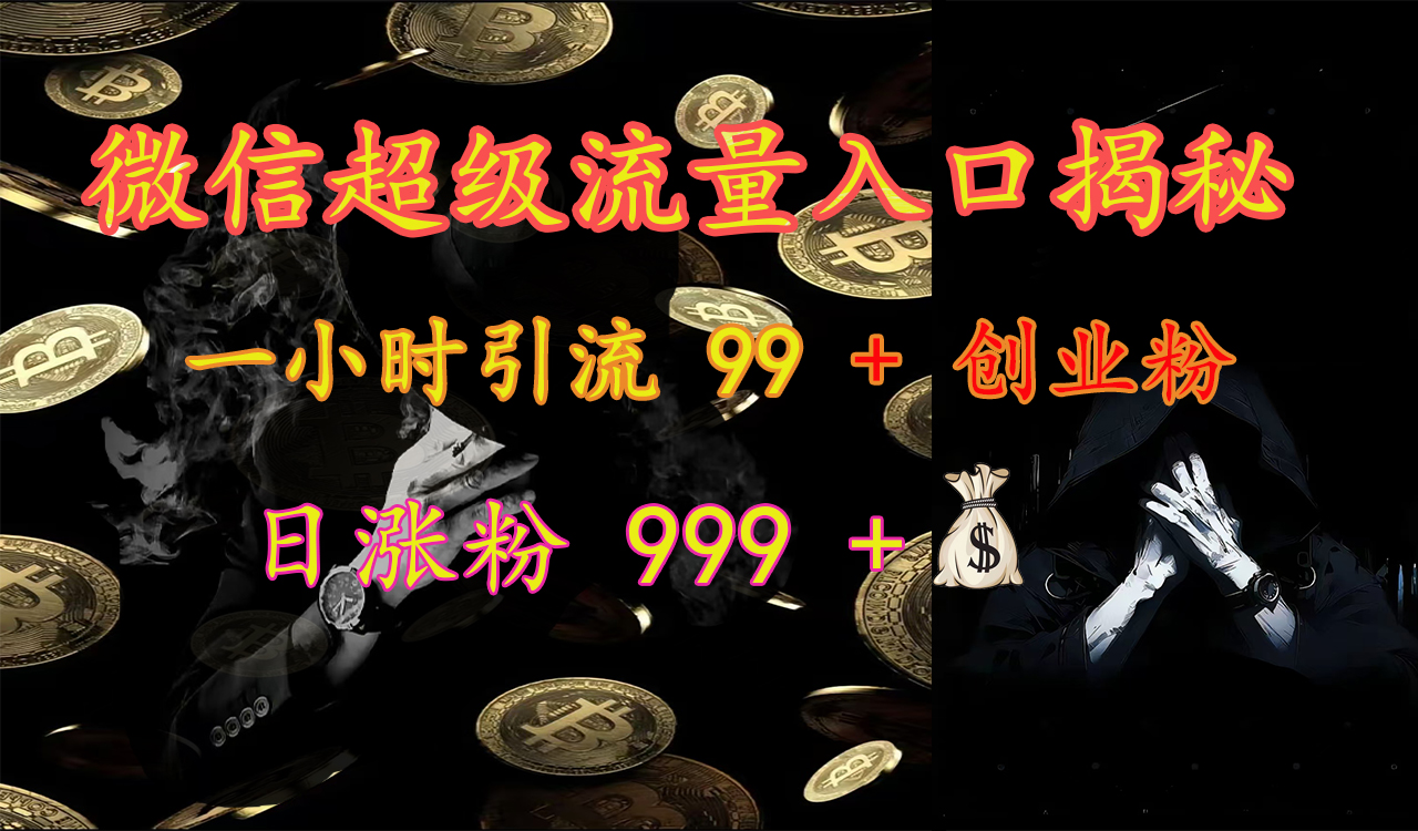 微信超级流量入口揭秘：一小时引流 99 + 创业粉，日涨粉 999 +【揭秘】-小哥找项目网创