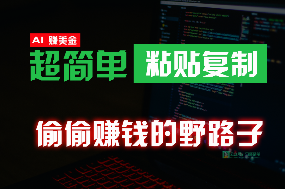 偷偷赚钱野路子，0成本海外淘金，无脑粘贴复制，稳定且超简单，适合副业兼职-小哥找项目网创