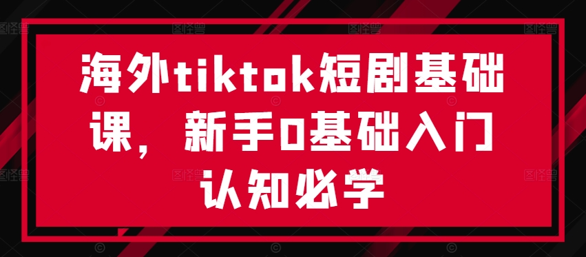 海外tiktok短剧基础课，新手0基础入门认知必学-小哥找项目网创