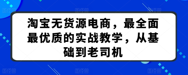 淘宝无货源电商，最全面最优质的实战教学，从基础到老司机-小哥找项目网创