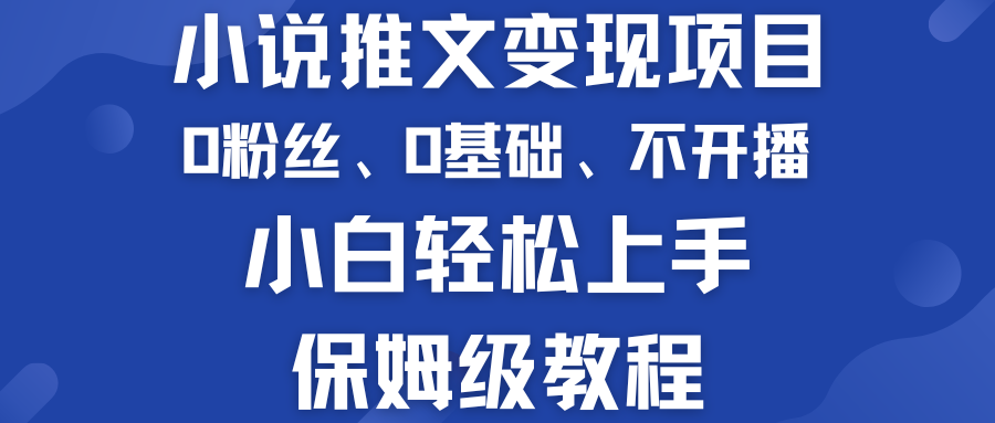 小说推文变现项目 0基础 不开播 小白轻松上手 保姆级教程-小哥找项目网创