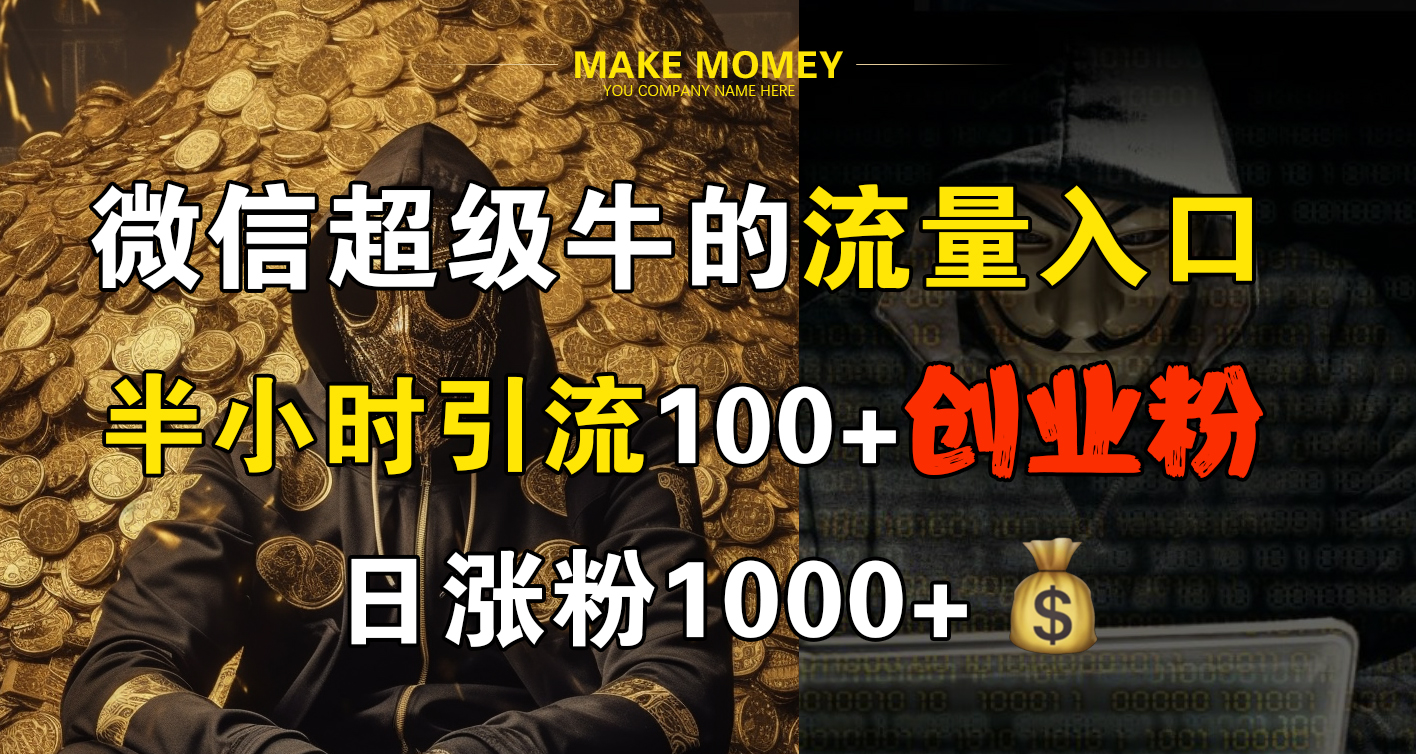 微信超级牛的流量入口，半小时引流100+创业粉，日涨粉1000+-小哥找项目网创