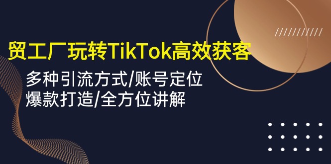 外贸工厂玩转TikTok高效获客，多种引流方式/账号定位/爆款打造/全方位讲解-小哥找项目网创