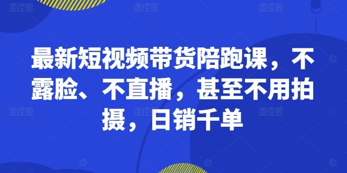 最新短视频带货陪跑课，不露脸、不直播，甚至不用拍摄，日销千单-小哥找项目网创