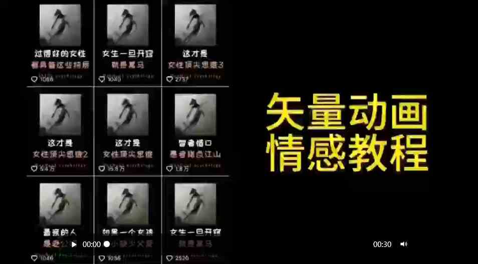 （9334期）矢量动画情感教程：高点赞涨粉，适合情感、思维、创业教育等赛道-小哥找项目网创