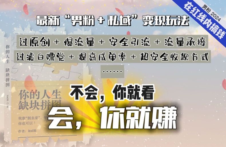 2024，“男粉+私域”还是最耐造、最赚、最轻松、最愉快的变现方式-小哥找项目网创