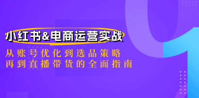 小红书&电商运营实战：从账号优化到选品策略，再到直播带货的全面指南-小哥找项目网创