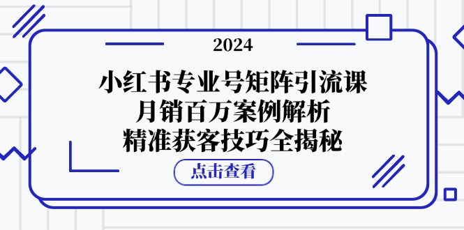 （12943期）小红书专业号矩阵引流课，月销百万案例解析，精准获客技巧全揭秘-小哥找项目网创