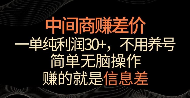 中间商赚差价，一单纯利润30+，简单无脑操作，赚的就是信息差，轻轻松松日入1000+【揭秘】-小哥找项目网创