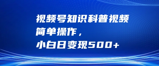 视频号知识科普视频，简单操作，小白日变现500+【揭秘】-小哥找项目网创