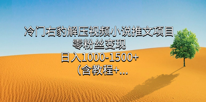 冷门右豹解压视频小说推文项目，零粉丝变现，日入1000-1500+。-小哥找项目网创