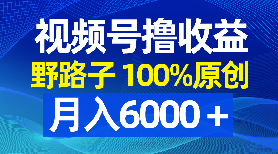 视频号野路子撸收益，100%原创，条条爆款，月入6000＋-小哥找项目网创