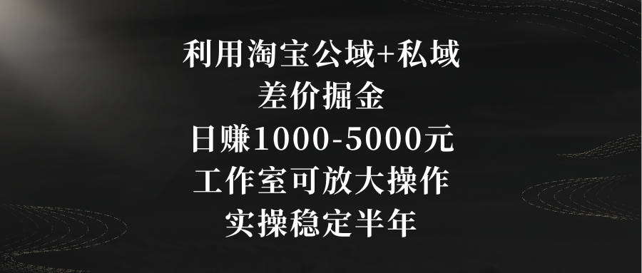 利用淘宝公域+私域差价掘金，日赚1000-5000元，工作室可放大操作，实操…-小哥找项目网创