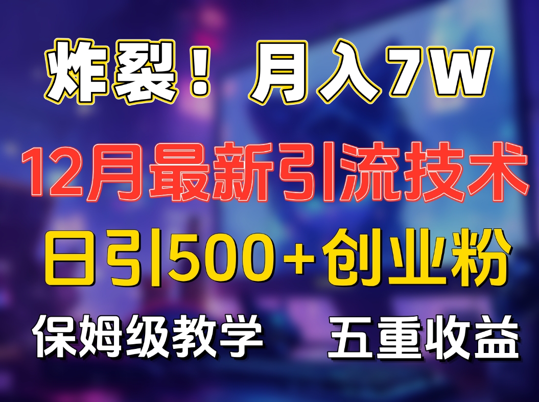 炸裂！月入7W+揭秘12月最新日引流500+精准创业粉，多重收益保姆级教学-小哥找项目网创