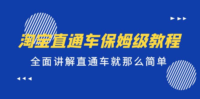 淘宝直通车保姆级教程，全面讲解直通车就那么简单！-小哥找项目网创