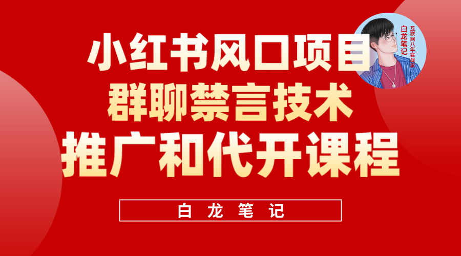 小红书风口项目日入300+，小红书群聊禁言技术代开项目，适合新手操作-小哥找项目网创