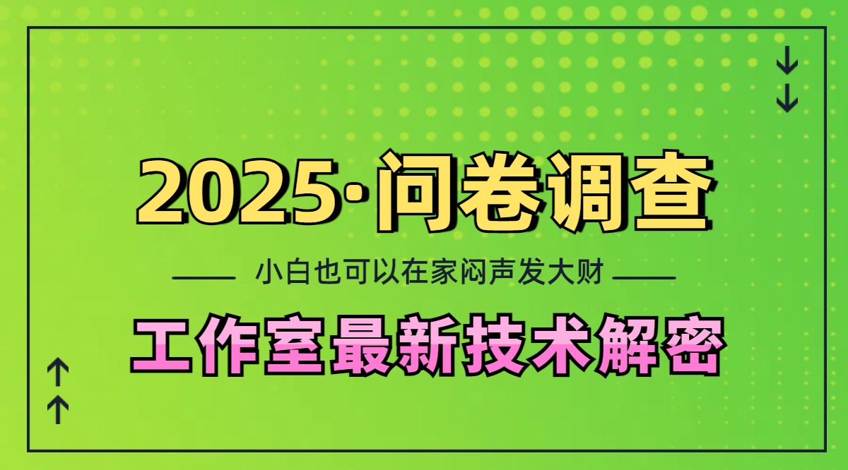 2025《问卷调查》最新工作室技术解密：一个人在家也可以闷声发大财，小白一天200+，可矩阵放大-小哥找项目网创