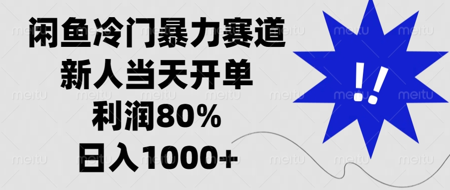 闲鱼冷门暴力赛道，利润80%，日入1000+新人当天开单，-小哥找项目网创